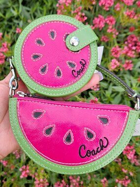 RARE Coach Watermelon Set 2-Way Compact Mirror & Mini Coin Pouch NWT Y2K HTF